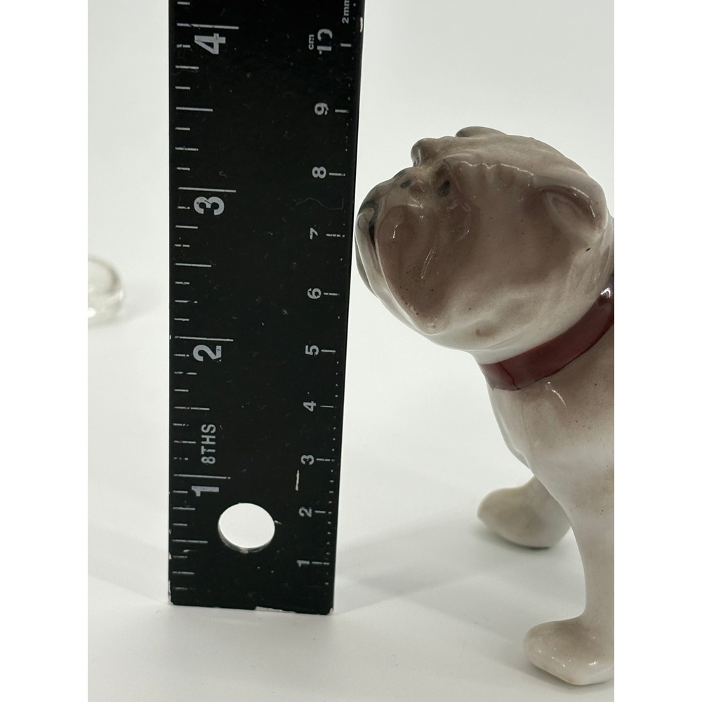 Vintage Ceramic Bulldog Figurine Red‎ Collar Made in Japan Collectible Decor - Picture 7 of 7
